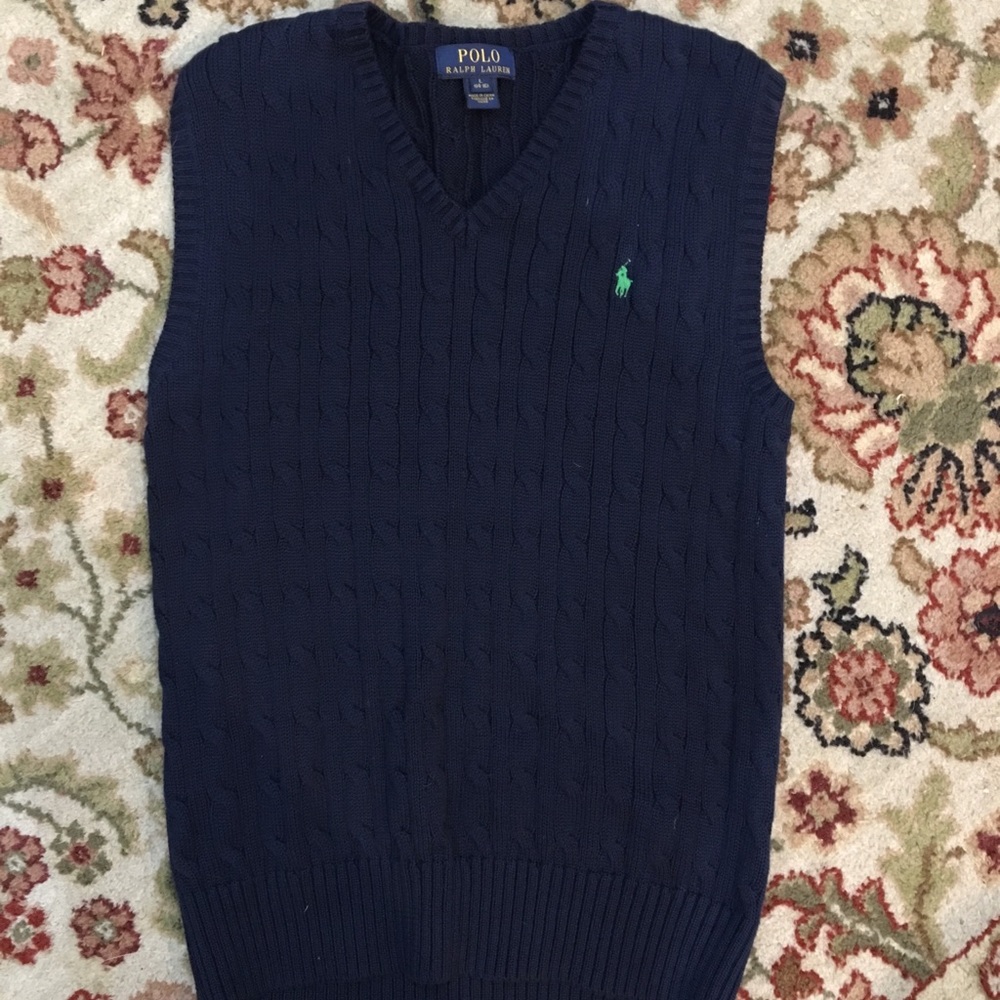 Ralph Lauren cable vest boys navy  large 14-16
